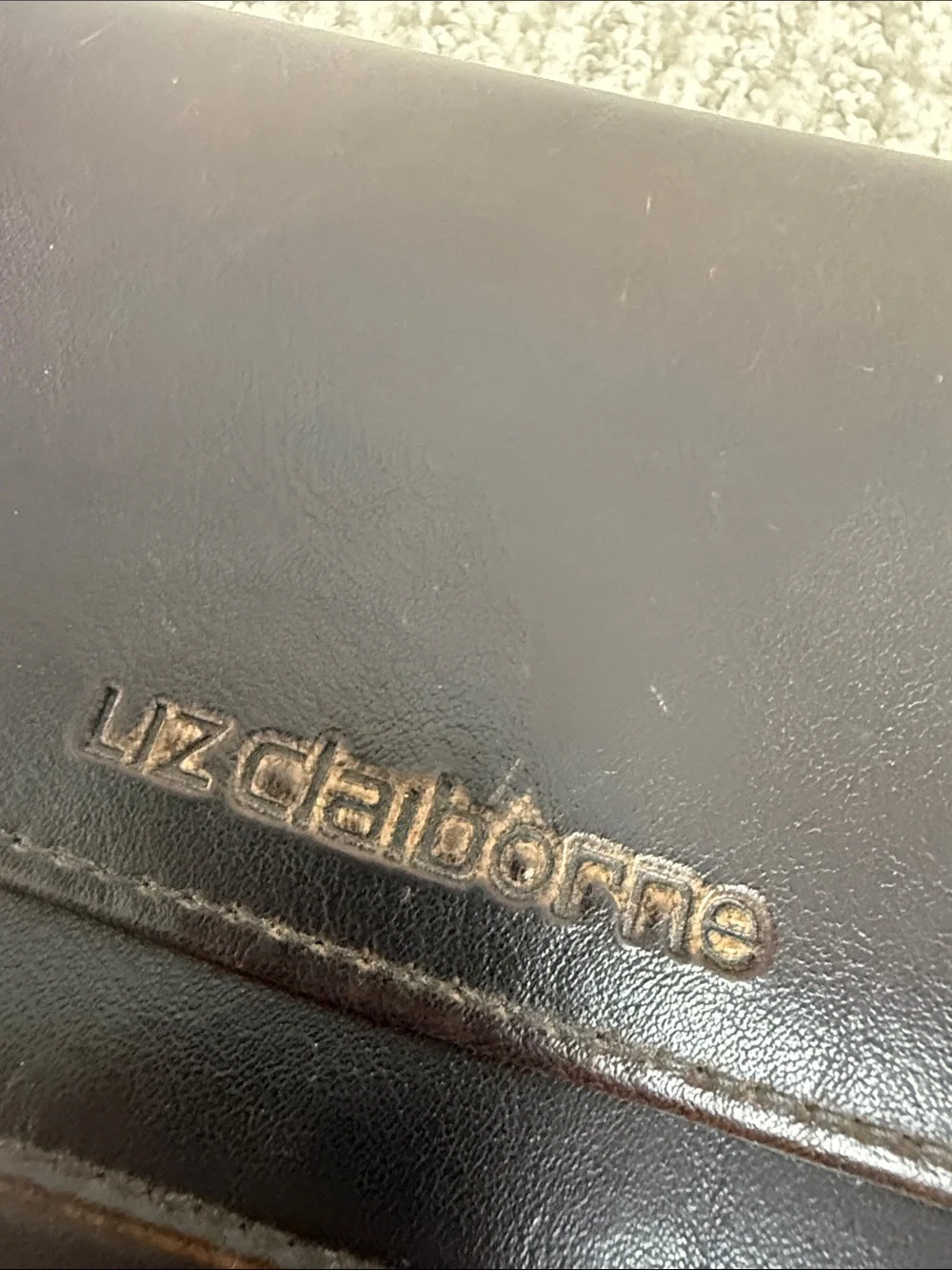 Liz Claiborne Chocolate Brown Leather Fold-Over Wallet